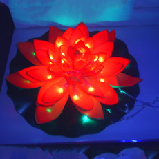 LED漂浮荷花单片池塘用EVA漂浮水面景观灯户外碳钢底盘仿真造型灯